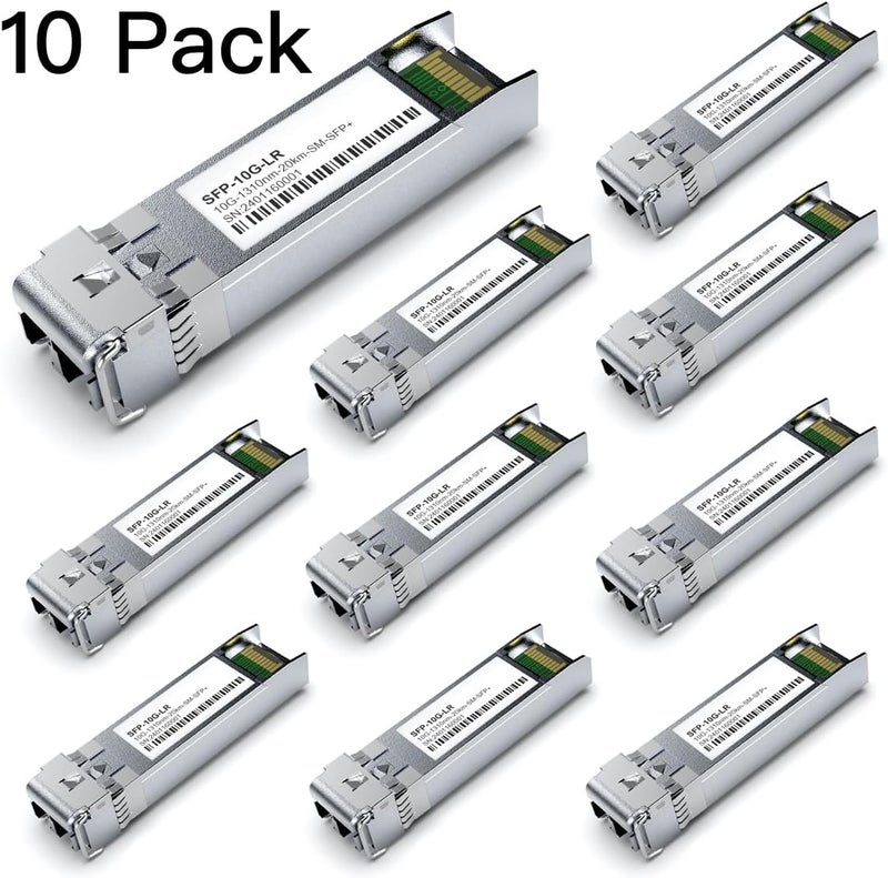 GESD 10Pack SFP+ 10GBase-LR SingleMode Module, 1310nm 10G LC SMF Fiber Optic Transceiver for Cisco SFP-10G-LR, Ubiquiti UniFi UF-SM-10G, Meraki MA-SFP-10GB-LR, Netgear, TP-Link and More (1310nm DDM 20km) - Image 2
